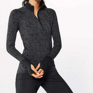 Lululemon Rest Less Quarter zip black spacedye Pullover Longsleeve top size 6